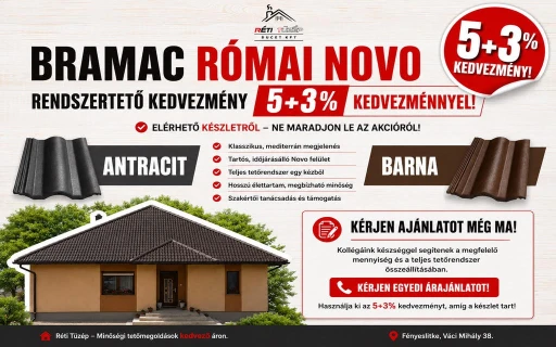 Bramac Római Novo tetőcserép 5+3% kedvezménnyel – Azonnal készletről!